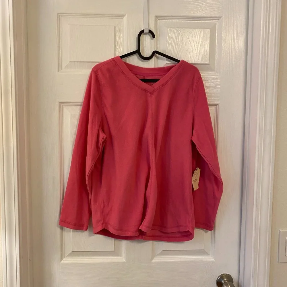 St. John's Bay Petite Classic V Neck Fleece Pullover Casual - Petites Large - Picture 1 of 5